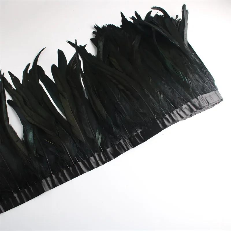 10Yard/lot Rooster Tail Feathers Trims for Needlework DIY Handicrafts 25-30cm Feather Fringes for Clothes Carnival Accessories