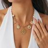 Vintage Metal Sun And Moon Pendant Necklace, High-End Niche Conch Scallop Shell Collarbone Chain