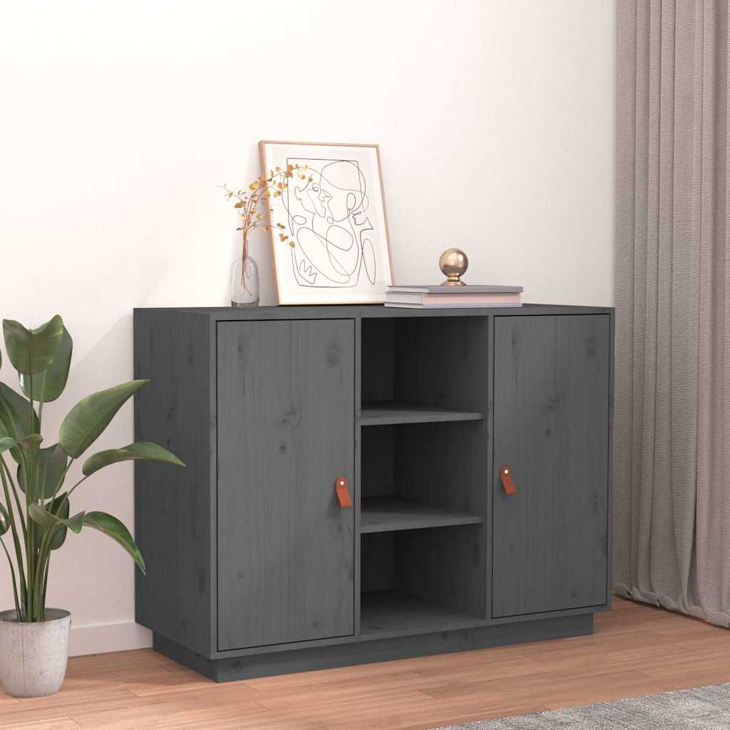 Vidaxl Komoda, Szara, 100X40X75 Cm, Lite Drewno Sosnowe