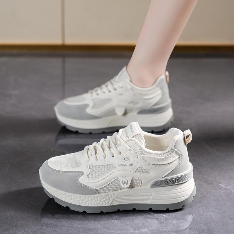 Spring Casual Sneakers Women'S Dad Shoes Breathable Mesh Korean Style Versatile Thick Soled Casual Running Shoes
