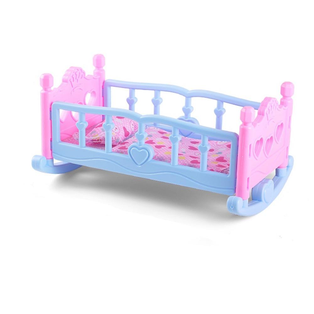 Furniture Toys Baby Bed Cradle Infant Carriage Doll Rocking Crib Baby Doll Rocking Bed Girls Gift