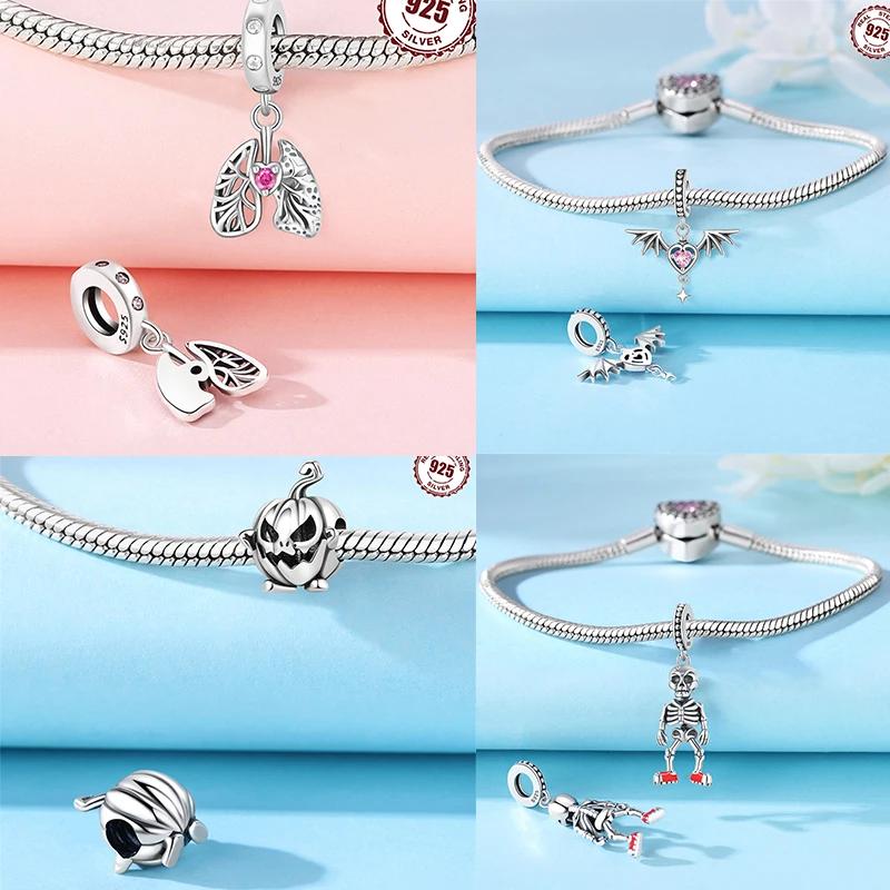 Halloween Skull Witch Pumpkin Bat Rose Bead Components Pendant Bead Component Compatible With Charm Bead Components Copper Metal Authentic Original