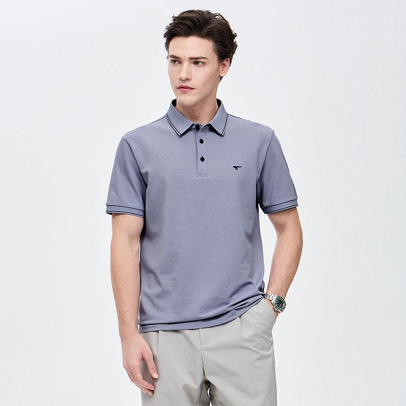 SEPTWOLVES Men's Skin-Friendly Breathable Mulberry Silk Blend Short-Sleeve Polo Shirt
