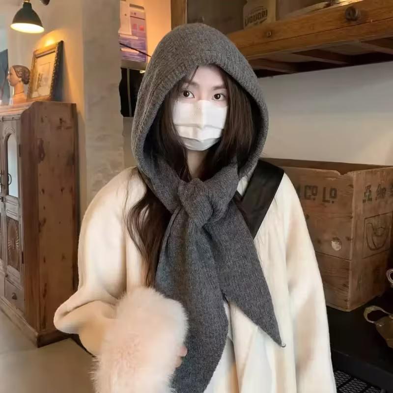 

2026 Unisex Winter Beanie Scarf Set - Korean Oversized, Warm & Stretchy. Perfect for Outdoor and Christmas Gifting. серый