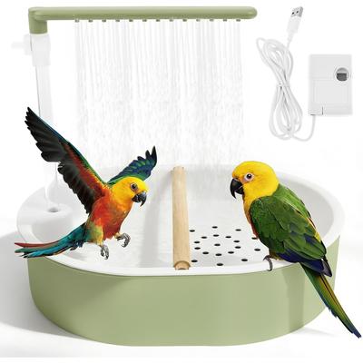 Parrot Bathtub Bird Shower Bath Automatic Budgie Bath with Adjustable Water Flow Pet Water Cycle BathTub Cage Bird Shower Fountain for Lovebird