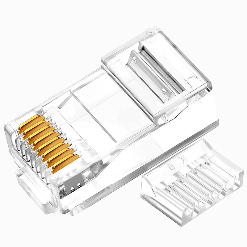 Shengwei Cat6 Gigabit RJ45 Connectors, 50U Gold-Plated, 100-Pack
