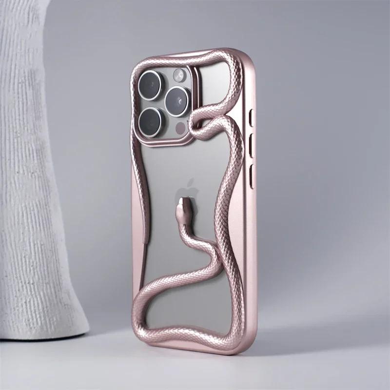 3D Snake Hollow Pattern Cooling Heat Dissipation Phone Case for IPhone 17 16 15 14 Plus 13 12 Pro Max Shockproof Protective Case