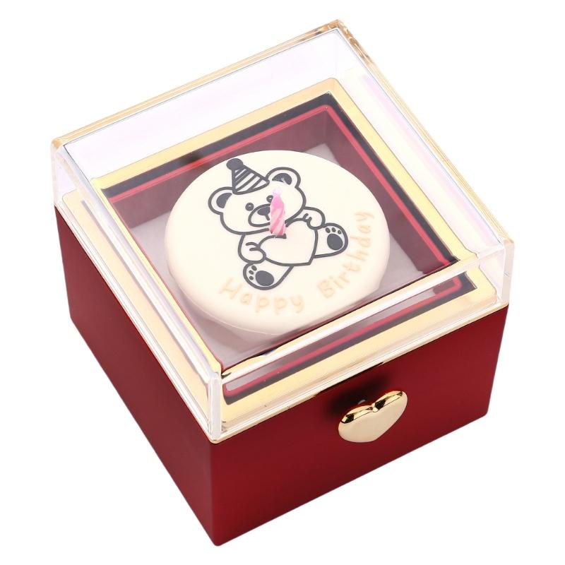 

Stylish Rotating Ring Box Surprises Gift with Candle Holder for Engagements and Confessions Stylish Jewelry Display Case червоний