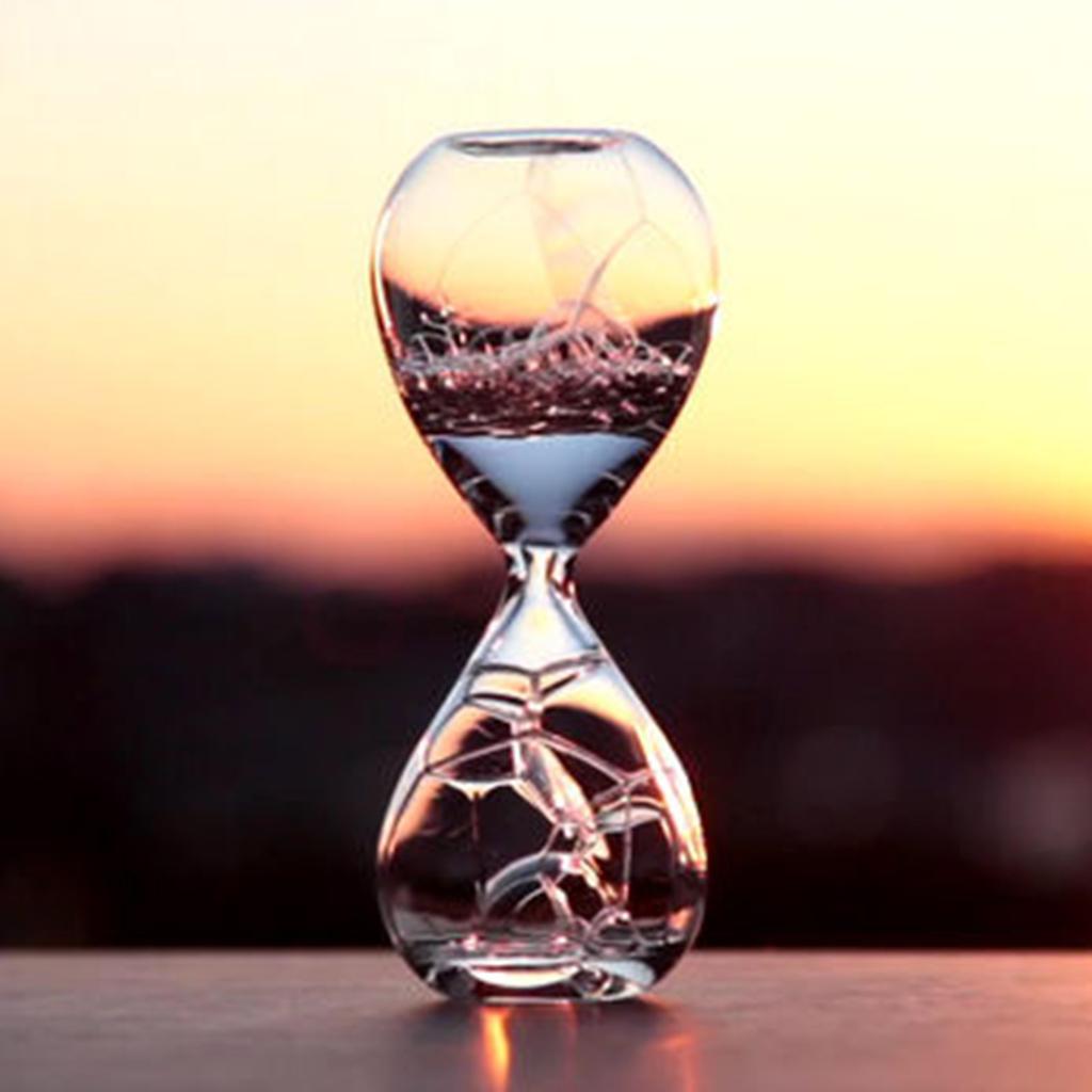 Elegant Glass Hourglass with Flowing Bubbles Nighttime Glow Decorative Timer for Living Room