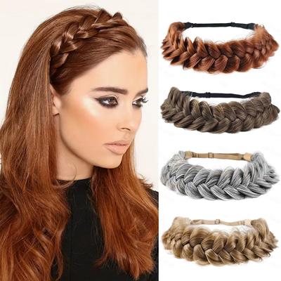 Nastavitelná čelenka s copem Rybí cop Čelenka Syntetické vlasové doplňky Elegantní pro každodenní nošení Vlasové doplňky Vlasová obruč