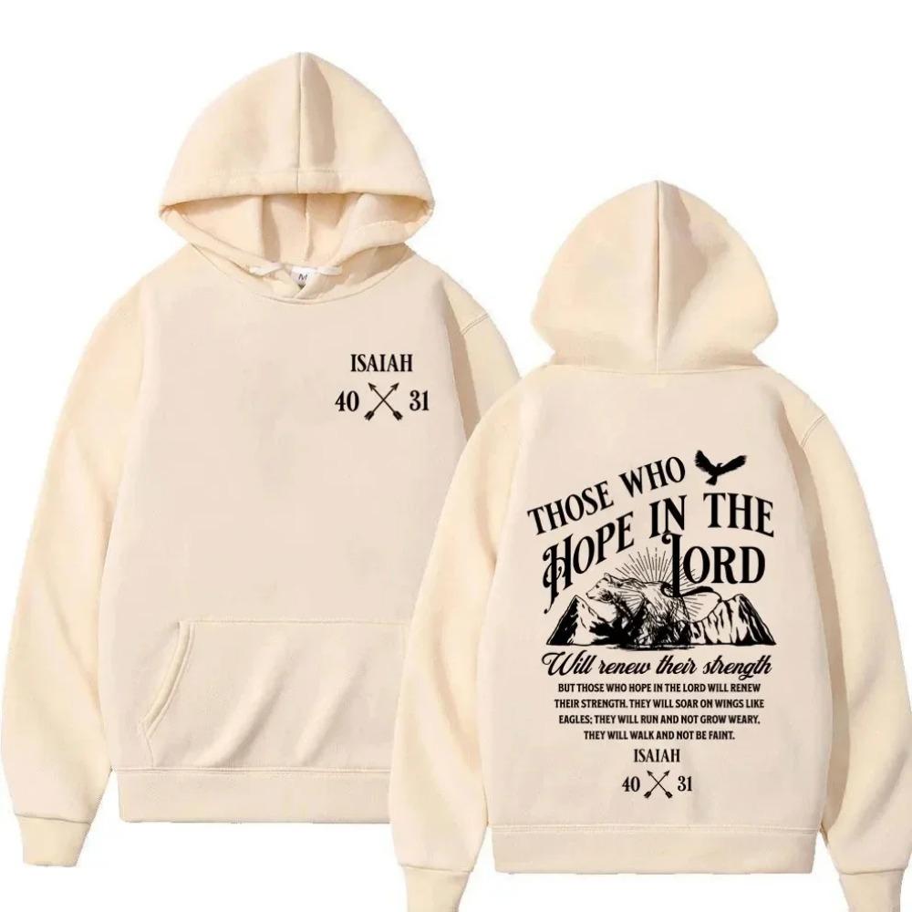 Men Women's Clothing Fashion High Street Sweatshirts Autumn/Winter Fleece Warm Hoodie Y2K Christian Jesus Letters Print Hoodies