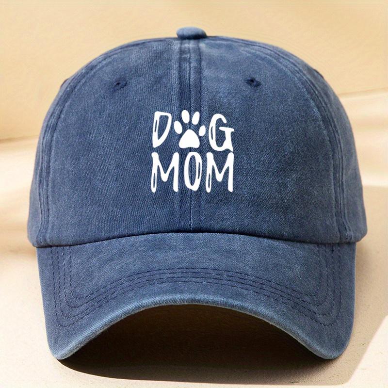 Classic washed retro dog mom printed baseball cap, outdoor casual sports sun hat, adjustable soft top duckbill cap