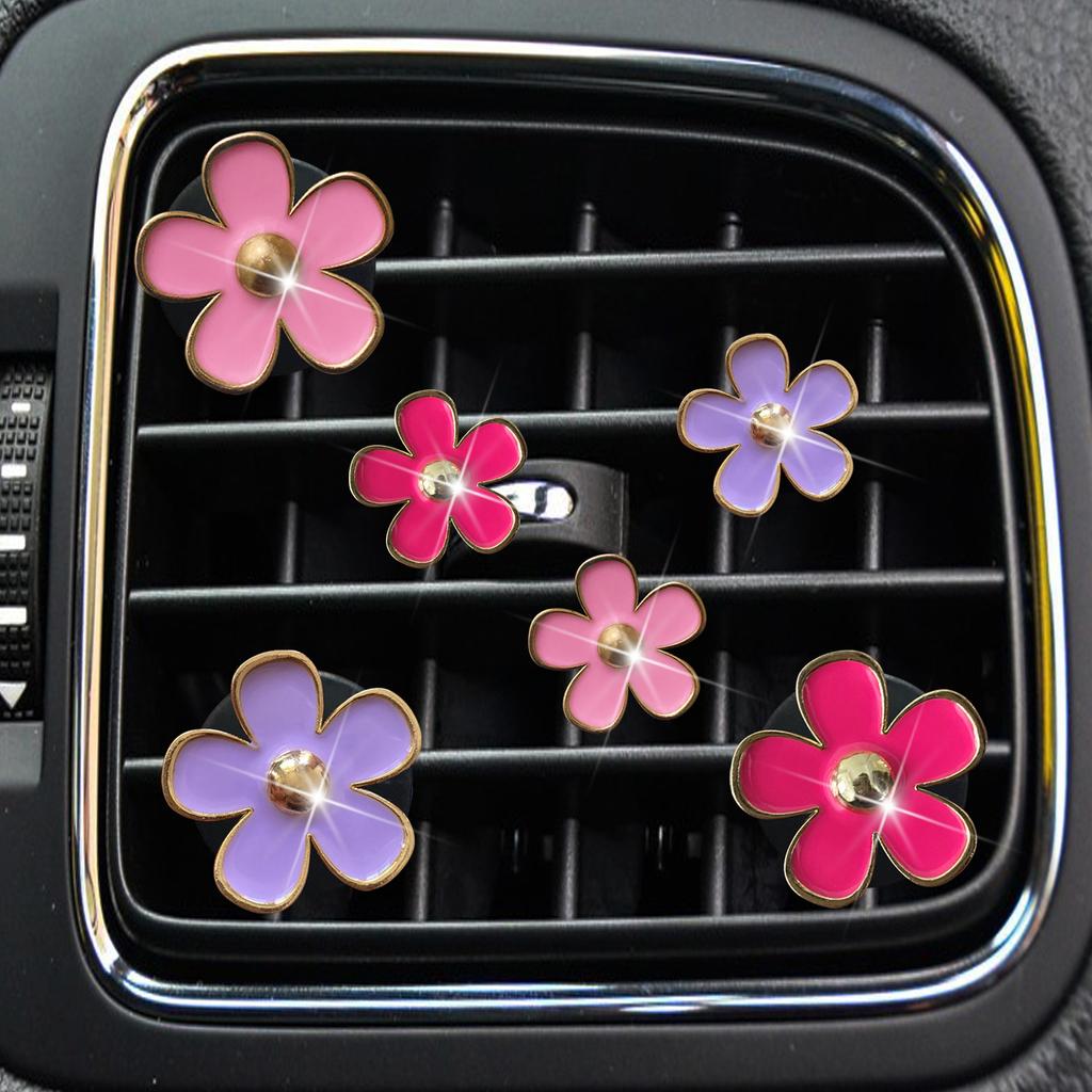6Pcs/Set Car Outlet Vent Perfume Clips Freshener Air Conditioning Aromatherapy Small Daisy Interior Decoration Supplies Gifts
