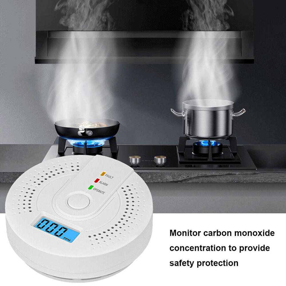 1/2Pack Carbon Monoxide Detectors CO Detectors Battery Powered With Alarm Light Digital Display for Home,Bedroom,Kitchen,Office