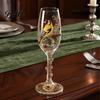 Bird Pattern Juice Glass Hand-painted Wine Glass, And Floral Design Stem Goblet, Artistic Water Goblets Crystal Borosilicate Goblet for Red