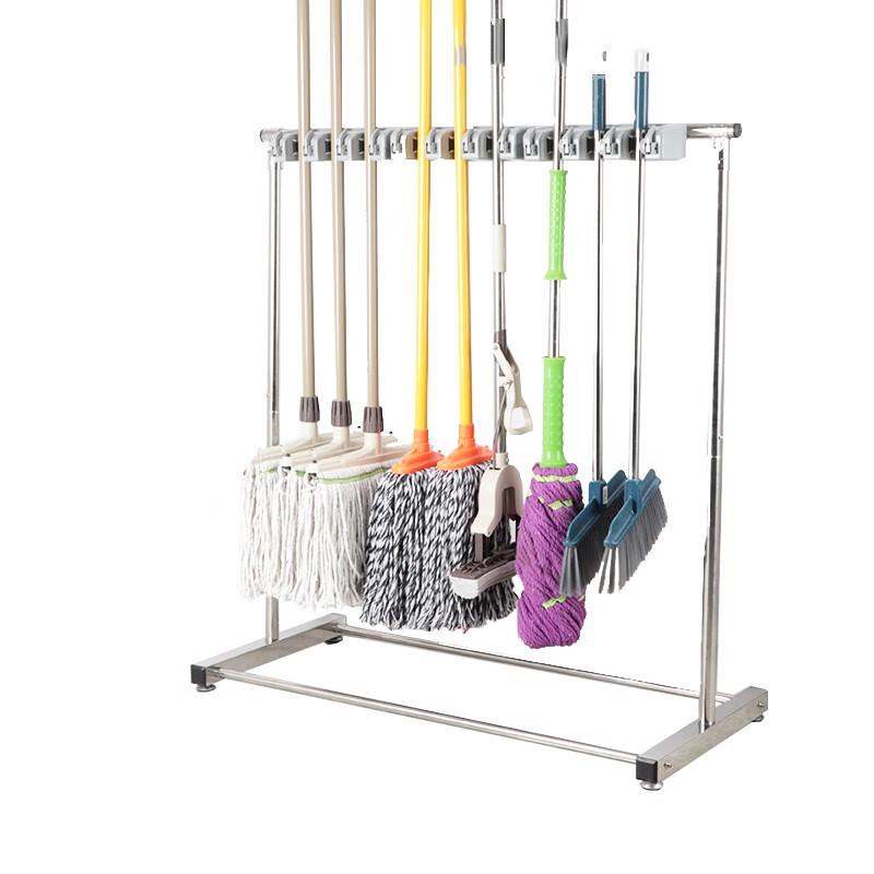 Honggong Wall-Mounted Stainless Steel Mop & Broom Holder