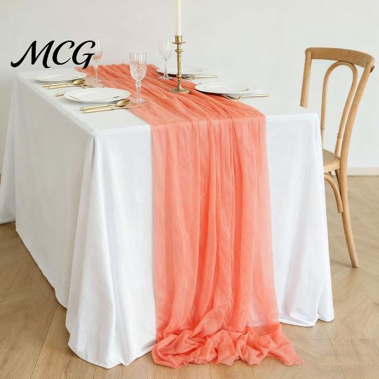 Table Protector Runner Sheer Flowing Runner, Chiffon Wedding Elegant Solid Color Scratch Resistant for Dining Home Bridal Shower Party Decor