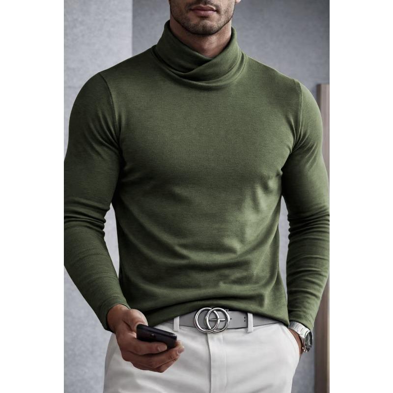 Men S Solid Color Long Sleeve High Neck Base Layer Top