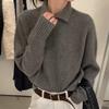 Women's Autumn & Winter Korean Style Exquisite Small Lapel Minimalist Versatile Sweater Loose Slim-Fit Knit Top Thick Base Layer