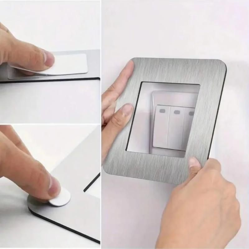 4pcs Modern Simple Anti-Dirty Buckle Type Non-Adhesive Dustproof Switch Protective Cover Outlet Wall Sticker Aluminum Socket Fra
