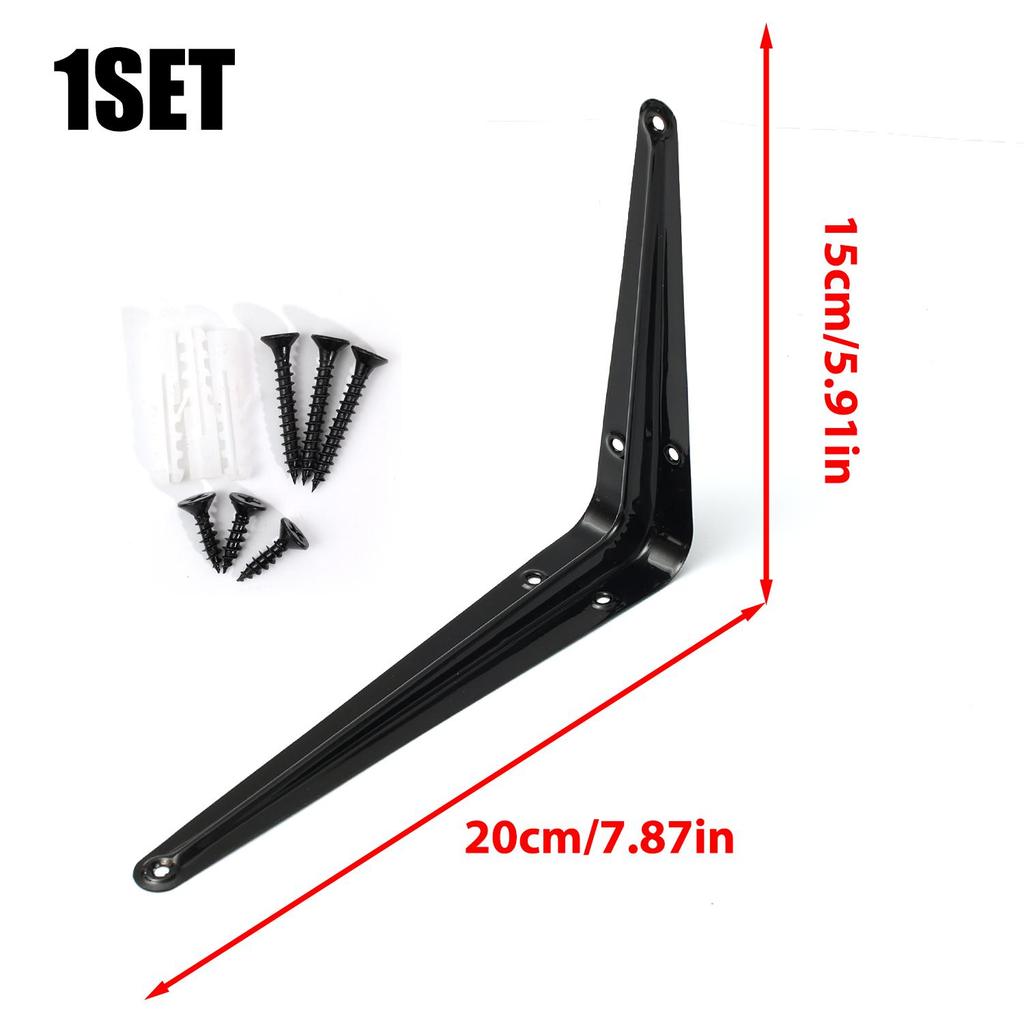 Heavy Duty L-Shaped Triangular Shelf Brackets Cold-rolled Steel Right Angle Wall Mount Joints with Screws Furniture Hardware