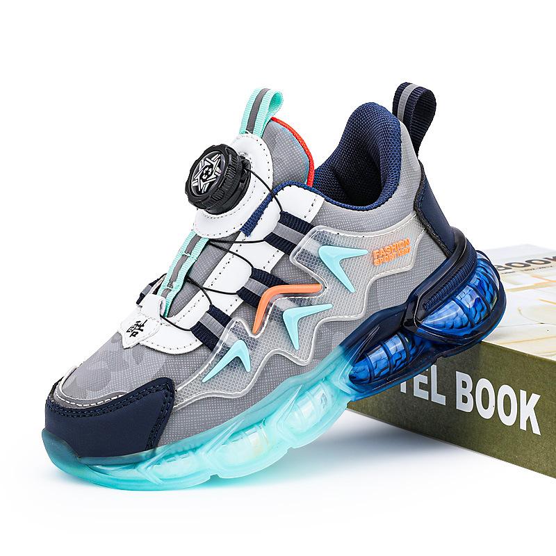 Fashion New Children's Casual Shoes Breathable Mesh PU Leather School Sports Shoes Lightweight Fashionable Wear-Resistant Running Shoes