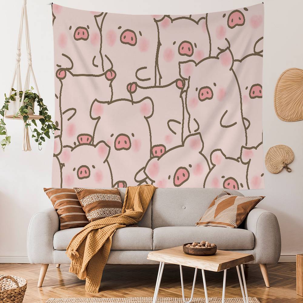 Cute Cartoon LLulu The Piggy Colorful Tapestry Wall Hanging Bohemian Wall Tapestries Mandala Wall Hanging Sheets