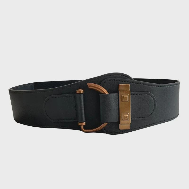 "Women's Retro Black Elastic Waistband Fashion Belt"