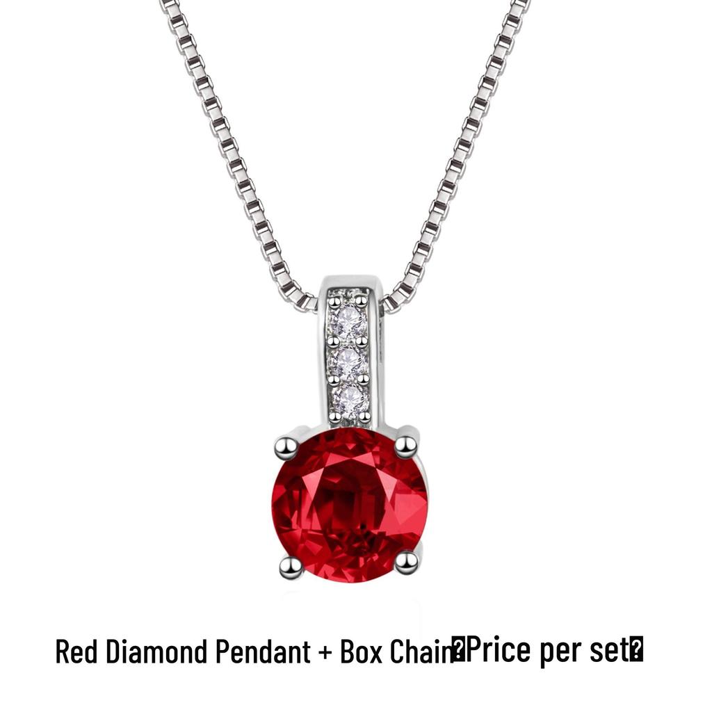 Yi Hua 2 Carat Round Diamond Square Pendant Clavicle Necklace
