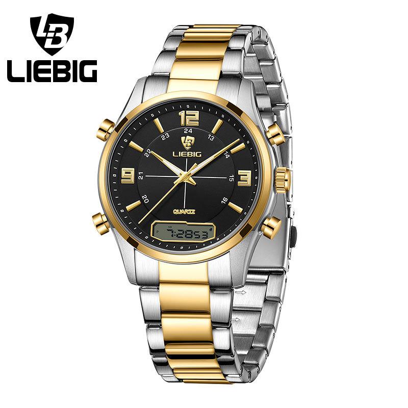 

SKMEI& Business Stable Men s Quartz Elegant Fashion Водонепроницаемые Стальные Ремешки Двойной Дисплей Электронные Часы