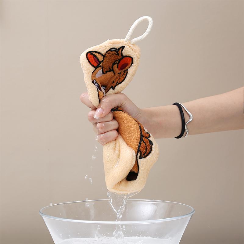 Cartoon Cute Pony Hand Towel Coral Fleece Home Kitchen Wipes Horse Thickened Hanging Absorbent Towels For Bathroom Home Decor