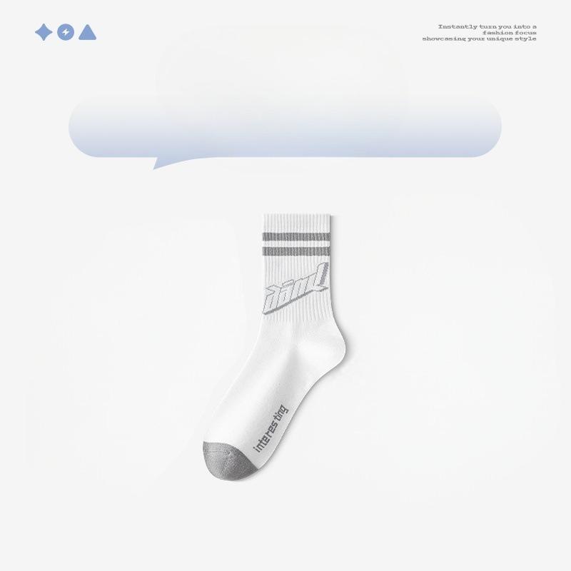 

Мужские весенне-осенние дезодорирующие влагопоглощающие носки для тренировок в тюбике, хлопковые 1 pair серый/белый