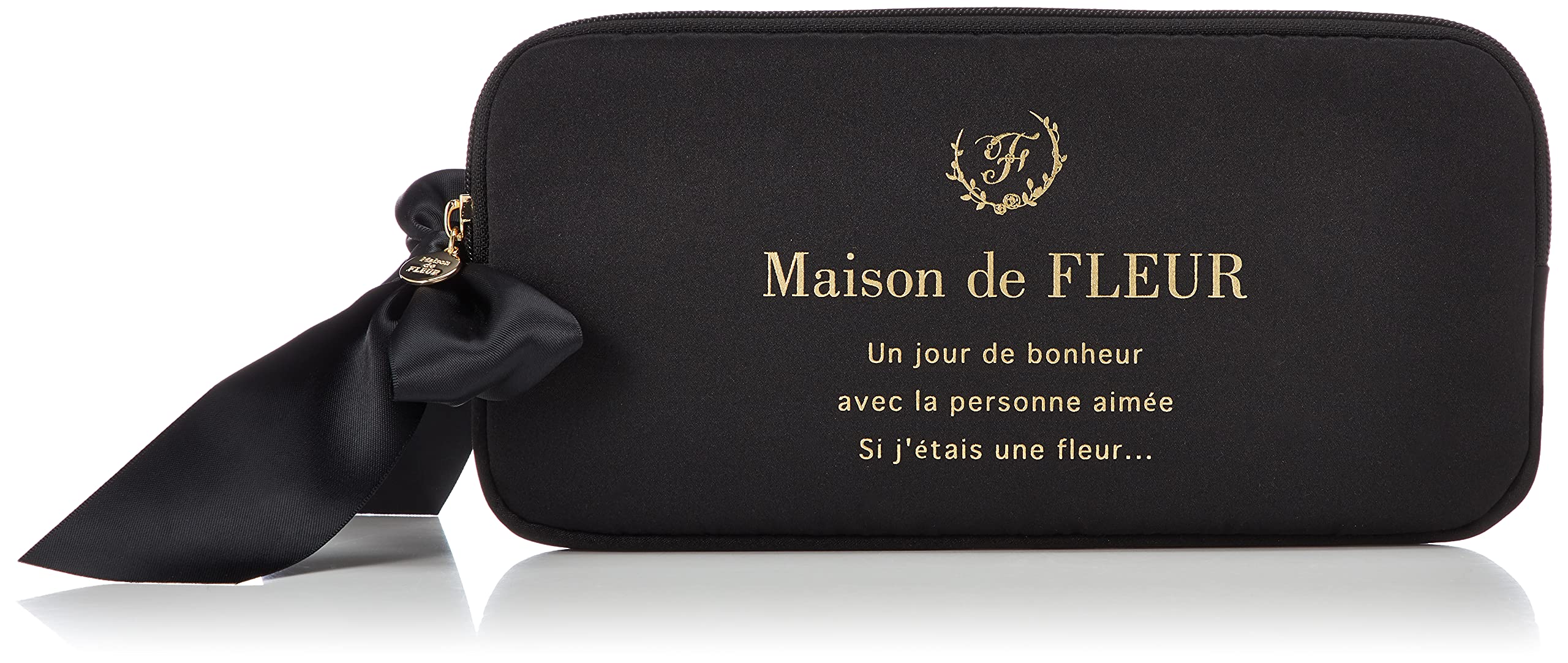 Maison de Fleur Brand Logo Satin Switch Case for Women, Black, 8A11FTJ3600