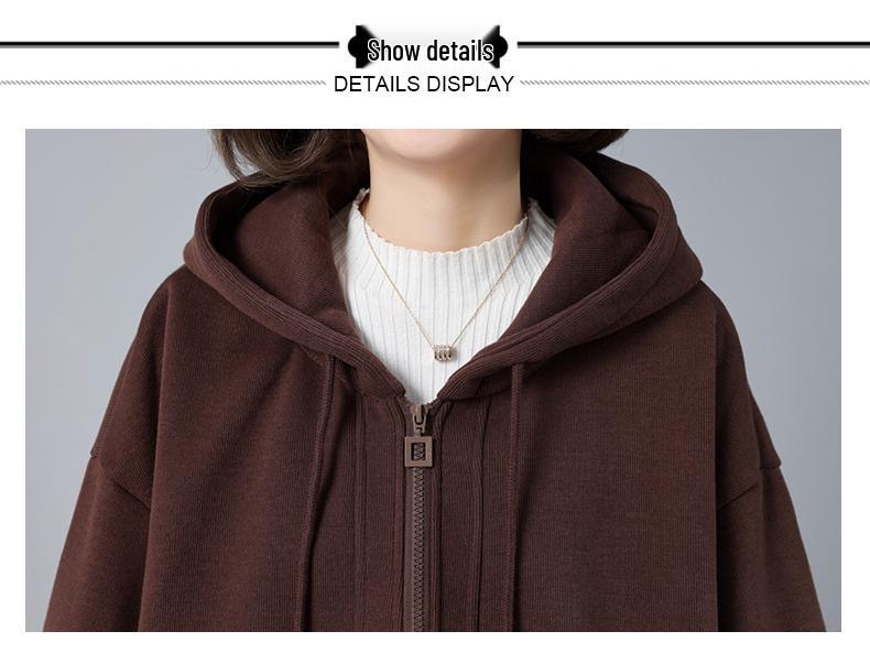 Damski kardigan polarowy z kapturem w dużych rozmiarach - Moda jesienno-zimowa 2024 dla kobiet w średnim i starszym wieku