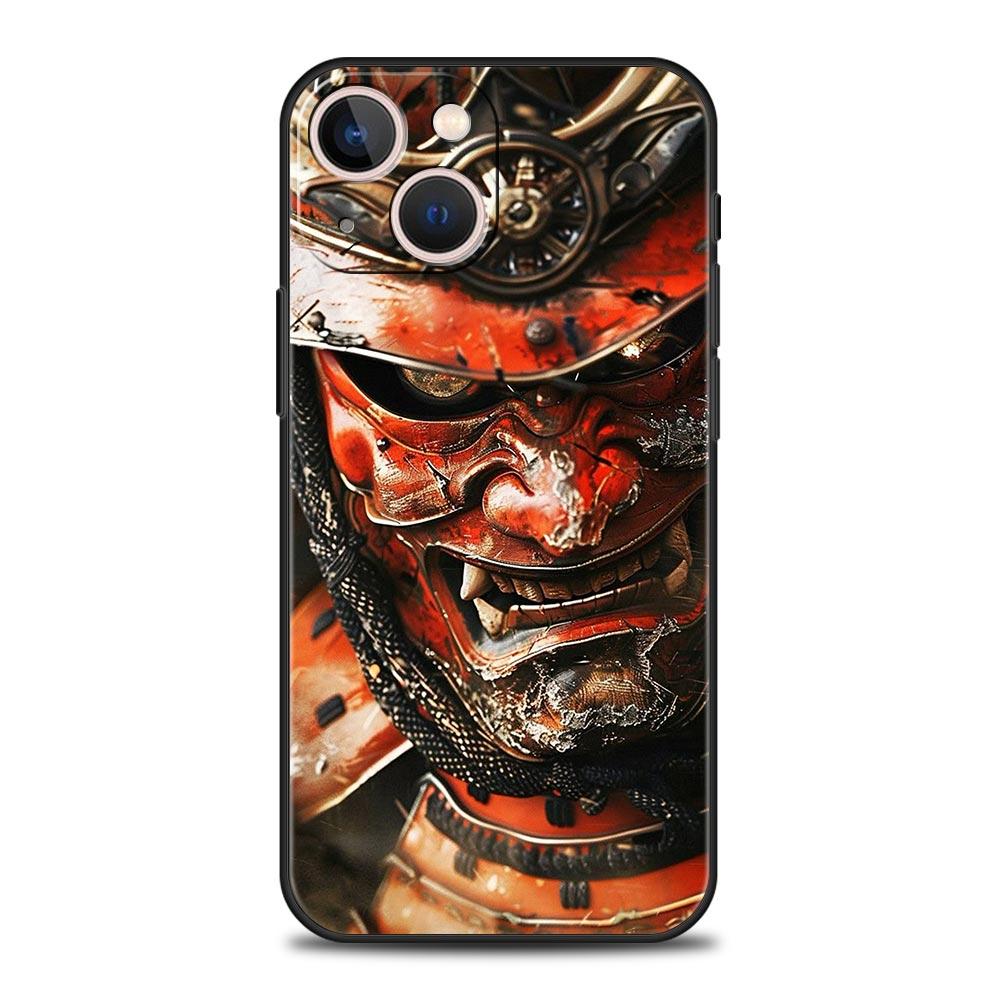 Japan Ghost Face Samurai Phone Case For iPhone 17 16E 15 16 14 13 12 11 Pro Max 7 8 Plus Soft TPU Back Cover