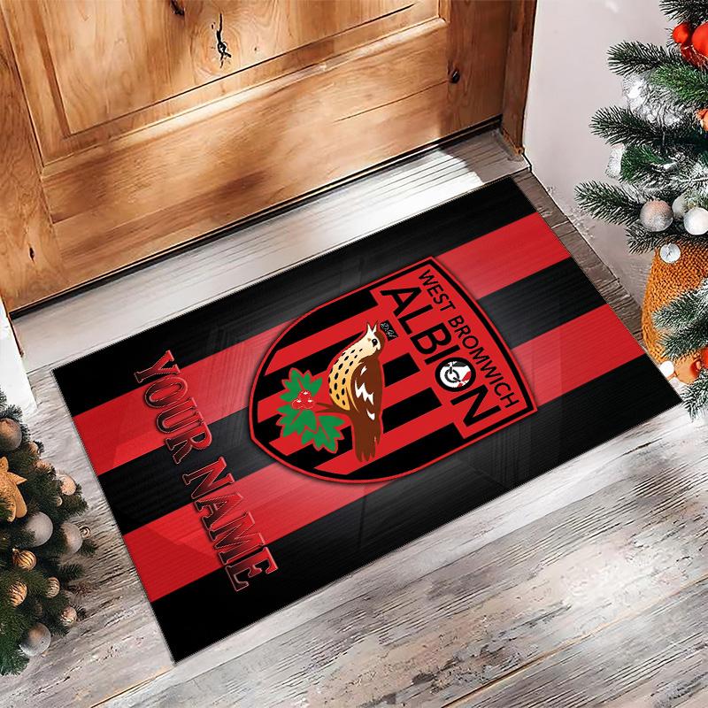 West Bromwich Albion FC Printed Crystal Velvet Rug Non‑Slip Crystal Velvet Carpet For Sofa Bedroom Indoor Home Decoration