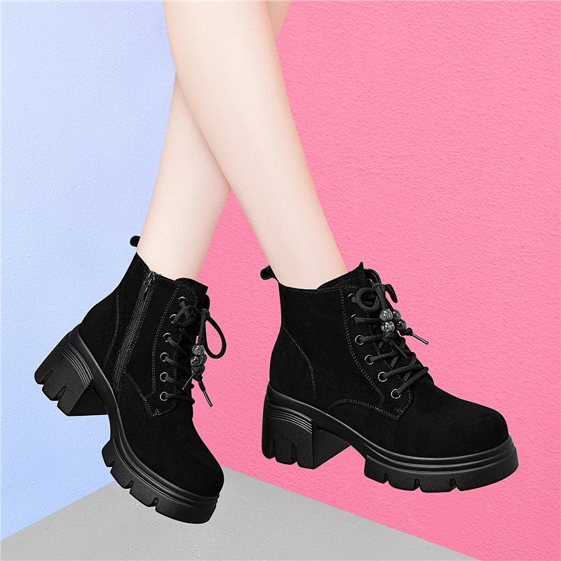 

Short boots children s autumn and winter new beaded short boots fashion matte thick heel platform Martin boots cotton shoes 35
