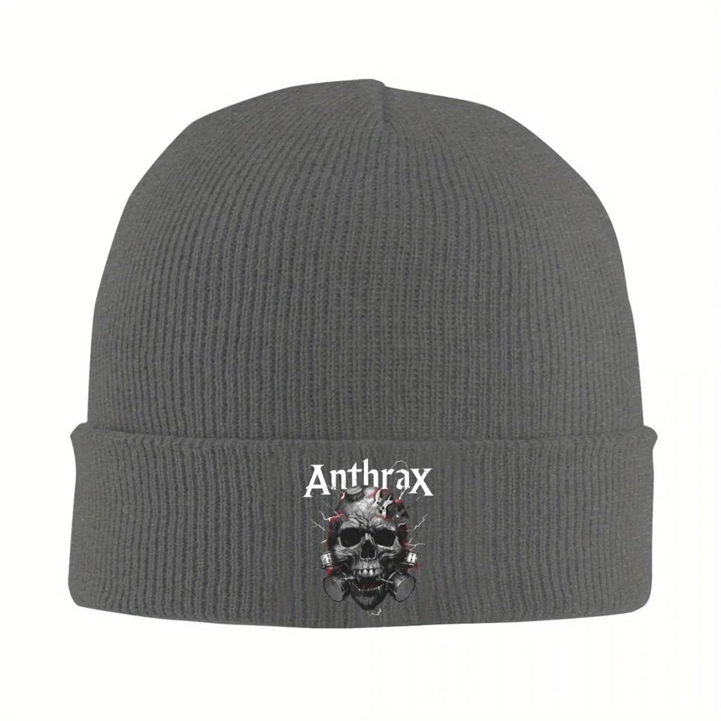 New New Anthrax Skull Hat Autumn Winter Skullies Beanies Ski Thrash Metal Band Cap FeUnisex Unisex Acrylic Knitted Hat