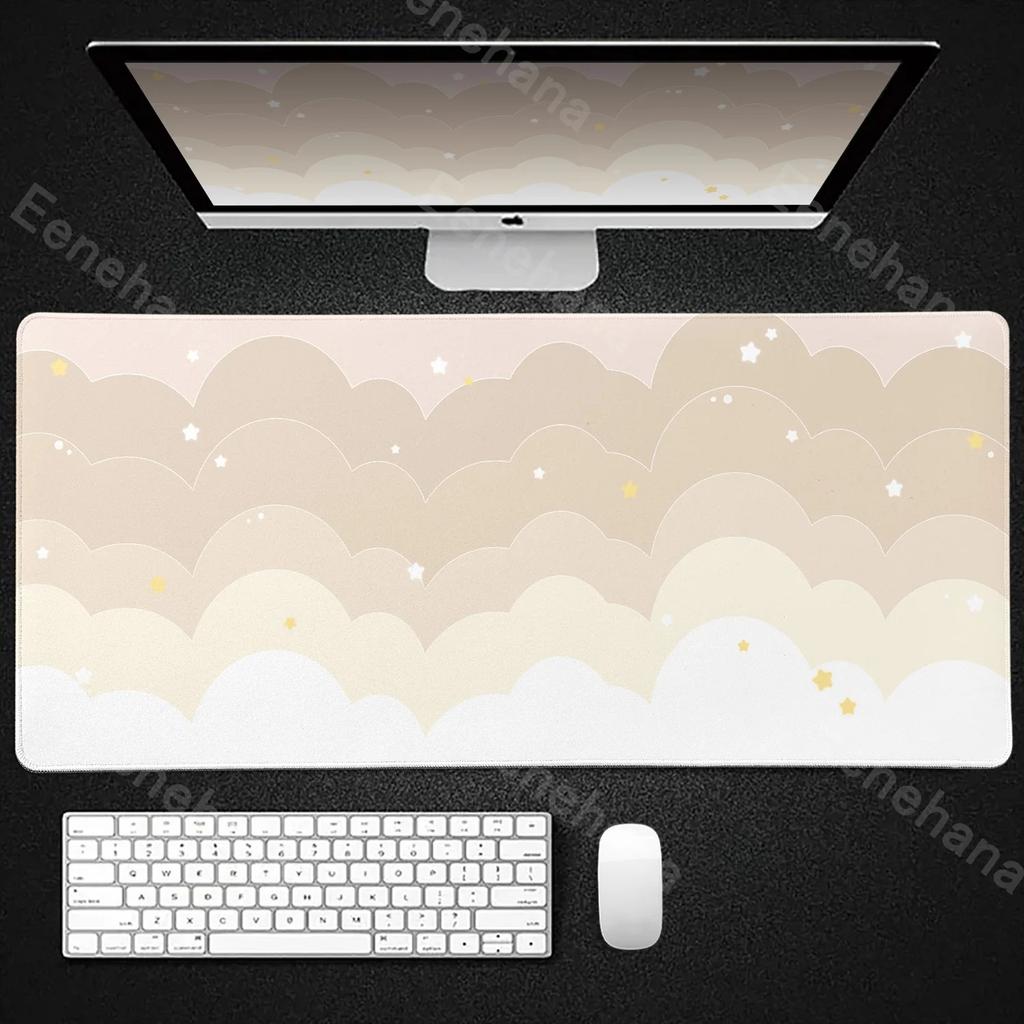 Light Blue Pink Clouds Mouse Pad Desk Mat Kawaii Purple Cute Rubber Pad Extended Pad Gaming Keyboard Mats Large XXL Girl Carpet