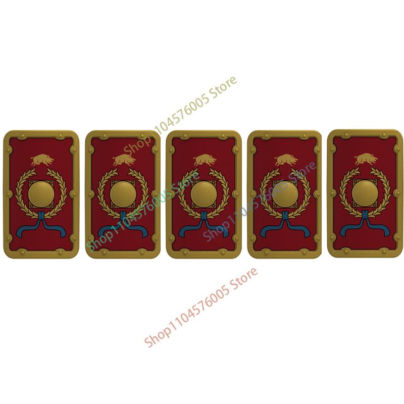 Średniowieczny Rzym Tarcza Budowlane Klocki Wojskowe Żołnierz Rzymski Wojownik Rycerz Postać Łucznik Fartuch Płaszcz Akcesoria Ceglany Zabawka Prezent