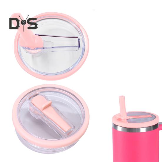 40oz Tumbler Flip Straw Lid Replacement Leak-Proof Splash Resistant Cover for Cup BPA-Free Reusable Glass Lid with Folding Straw