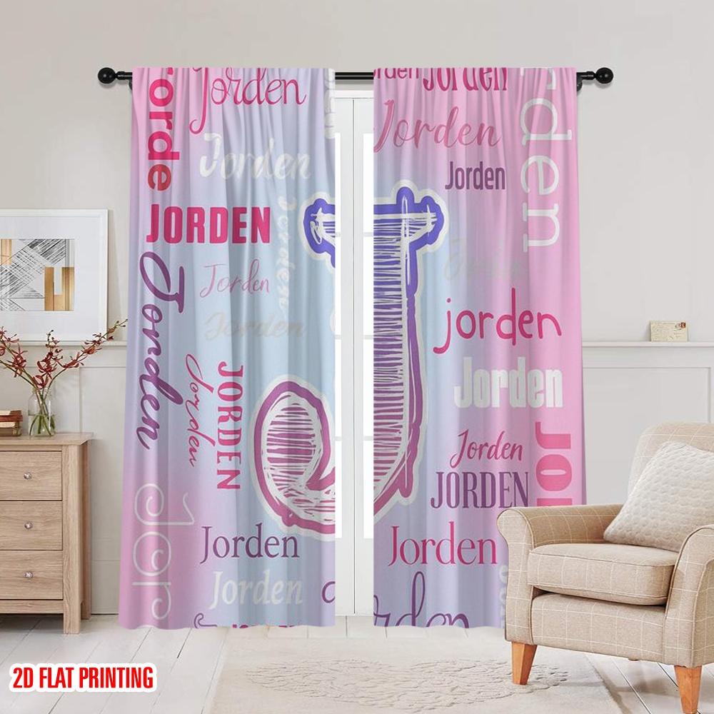 2pcs,2D Plane Printing Curtains Roller Blinds Jorden Collage Versatile Durable Polyester (without Rod) Home Decor for Living