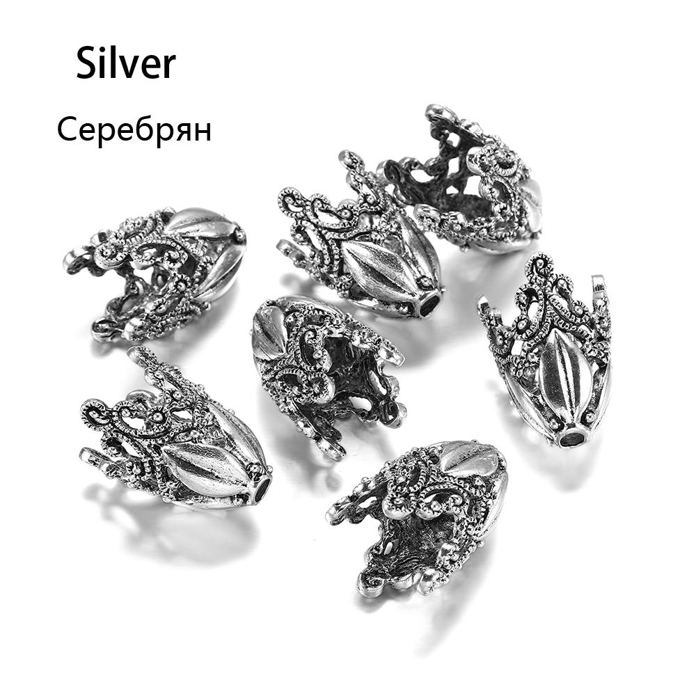 2Pcs Alloy Hollow Flower Beads Caps Various Shapes End Caps Connectors For DIY Earring Jewelry Making Accessroies Supplies