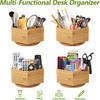 Creative Multifunctional High-Appearance Rotating Pen Holder - Wooden Desktop Storage Box for Stationery & Cosmetics