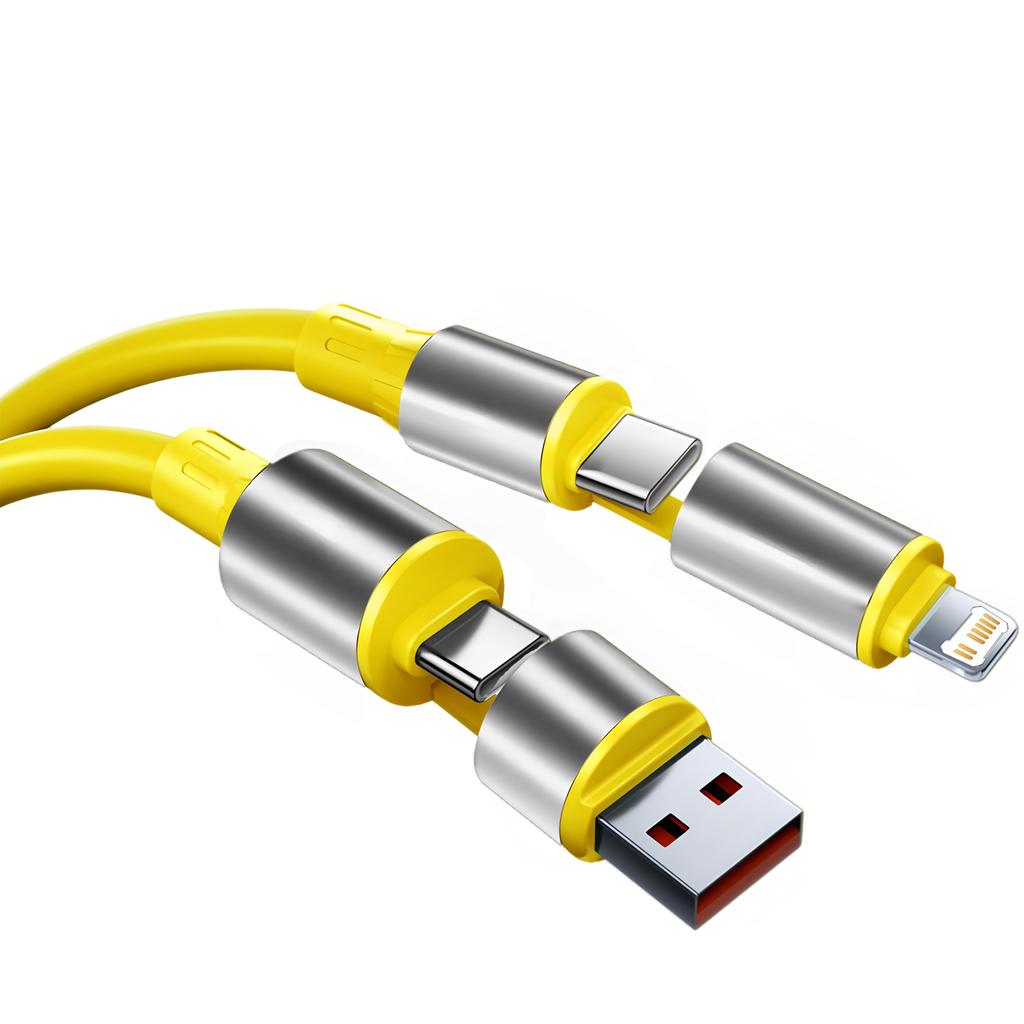 4 In 1 240W Fast Charging Cable for iPhone15 16 17 Android USB Type C Charger Cable Multi Port Multiple USB Charging Wire Line
