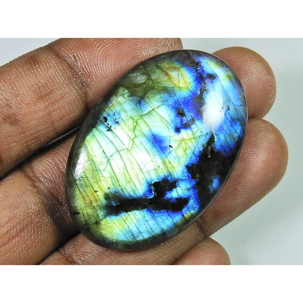 86Cts. Natural Labradorite Multi Fire Oval Cabochon Loose Gemstone 29X43X7MM SK-1143