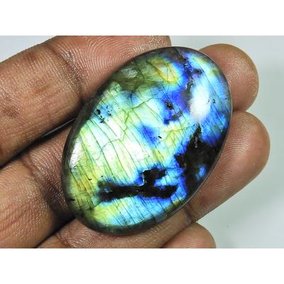 86 carats. Cabochon Ovale Labradorite Naturelle Multi-Feu Pierre Gemme Libre 29X43X7MM SK-1143