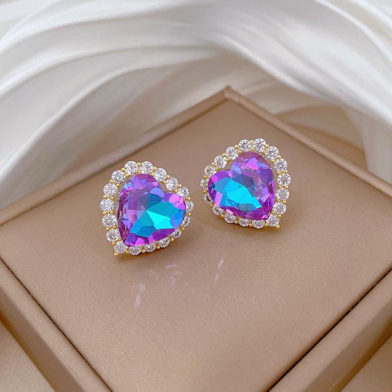 Traje de Amor Colorido Ainda é de Luxo Leve Temperamento Deslumbrante Colar Totalmente Cravejado Corrente de Clavícula Versátil Feminina Aço Titânio