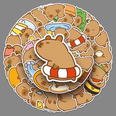 51 Capybara Doodle Stickers Personalized Cartoon Cute Hand-painted Animal Decorative Water Cup Mobile Phone Waterproof Stickers