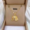 Big Ears Long Nose Elephant Light Luxury Temperament Gorgeous Full Diamond Necklace Female Versatile Collarbone Chain Titanium Steel Chain
